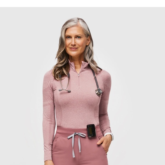 Figs Mauve Salta Long Sleeve Quarter-Zip Top - Picture 1 of 4
